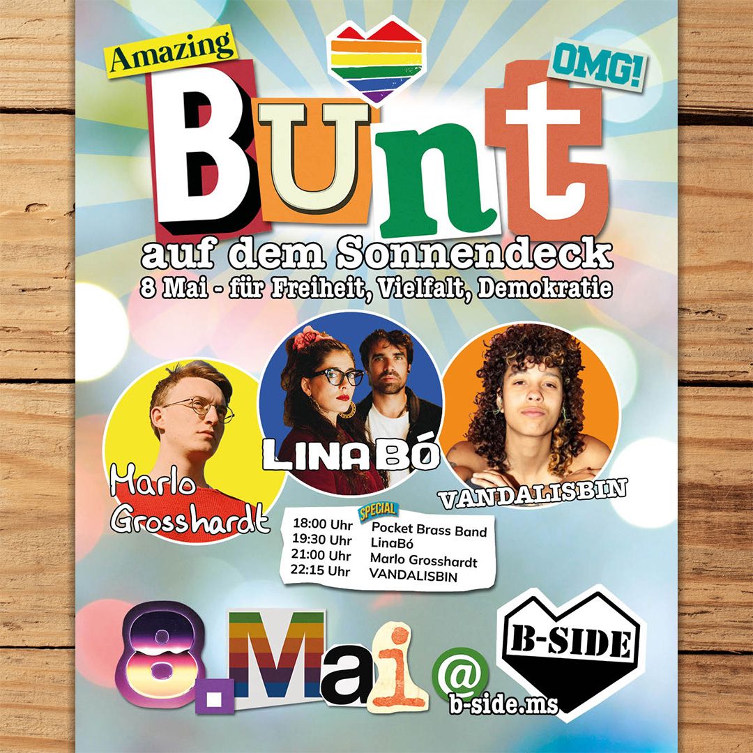 Bunt auf dem Sonnendeck - 8. Mai - für Freiheit, Vielfalt, Demokratie