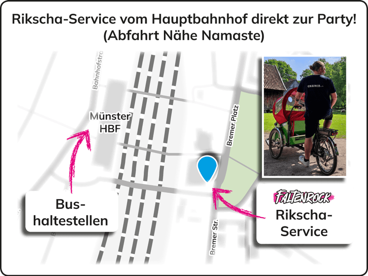 Rikscha-Service vom Hauptbahnhof direkt zur Party