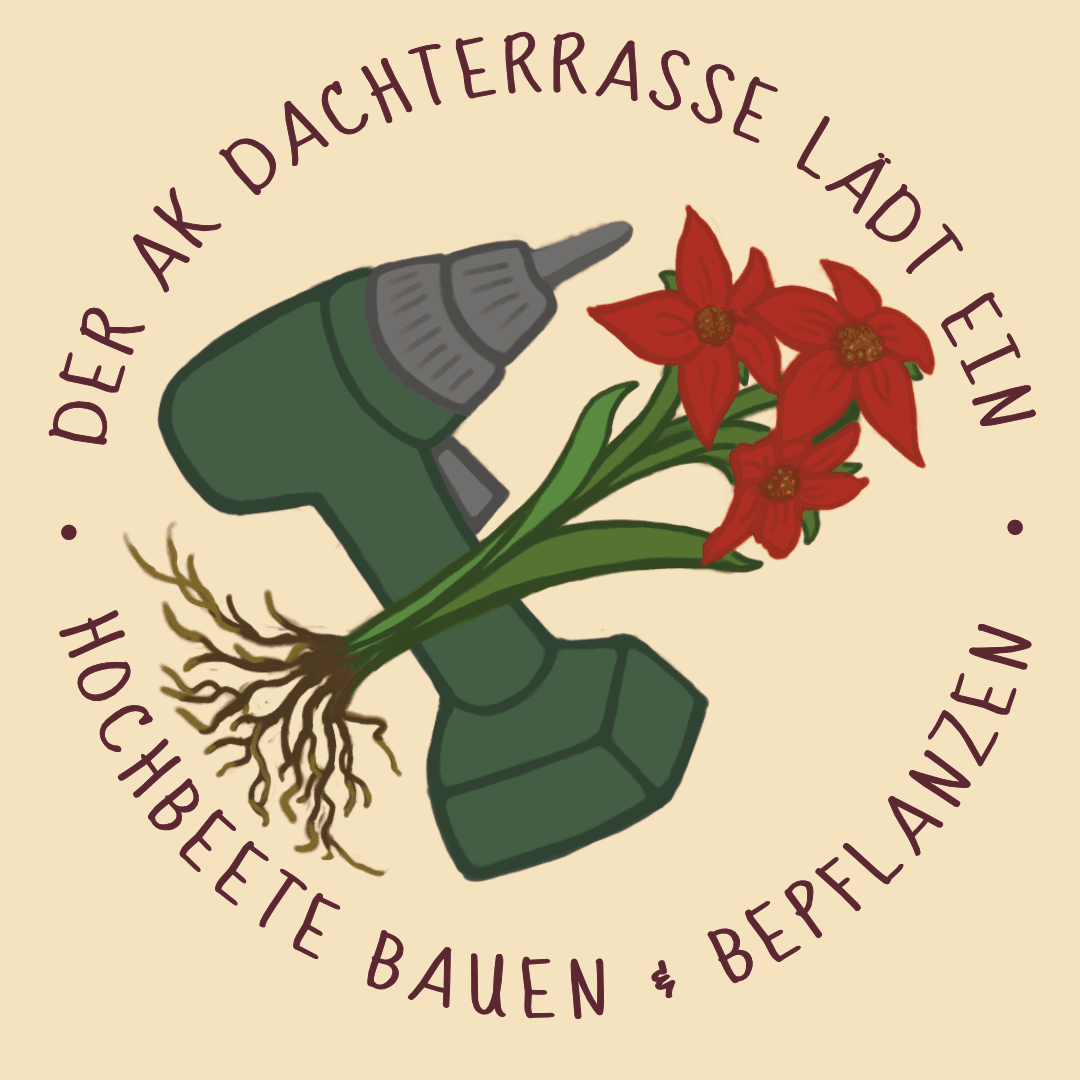 illustrierter Akkuschrauber mit Blumen
