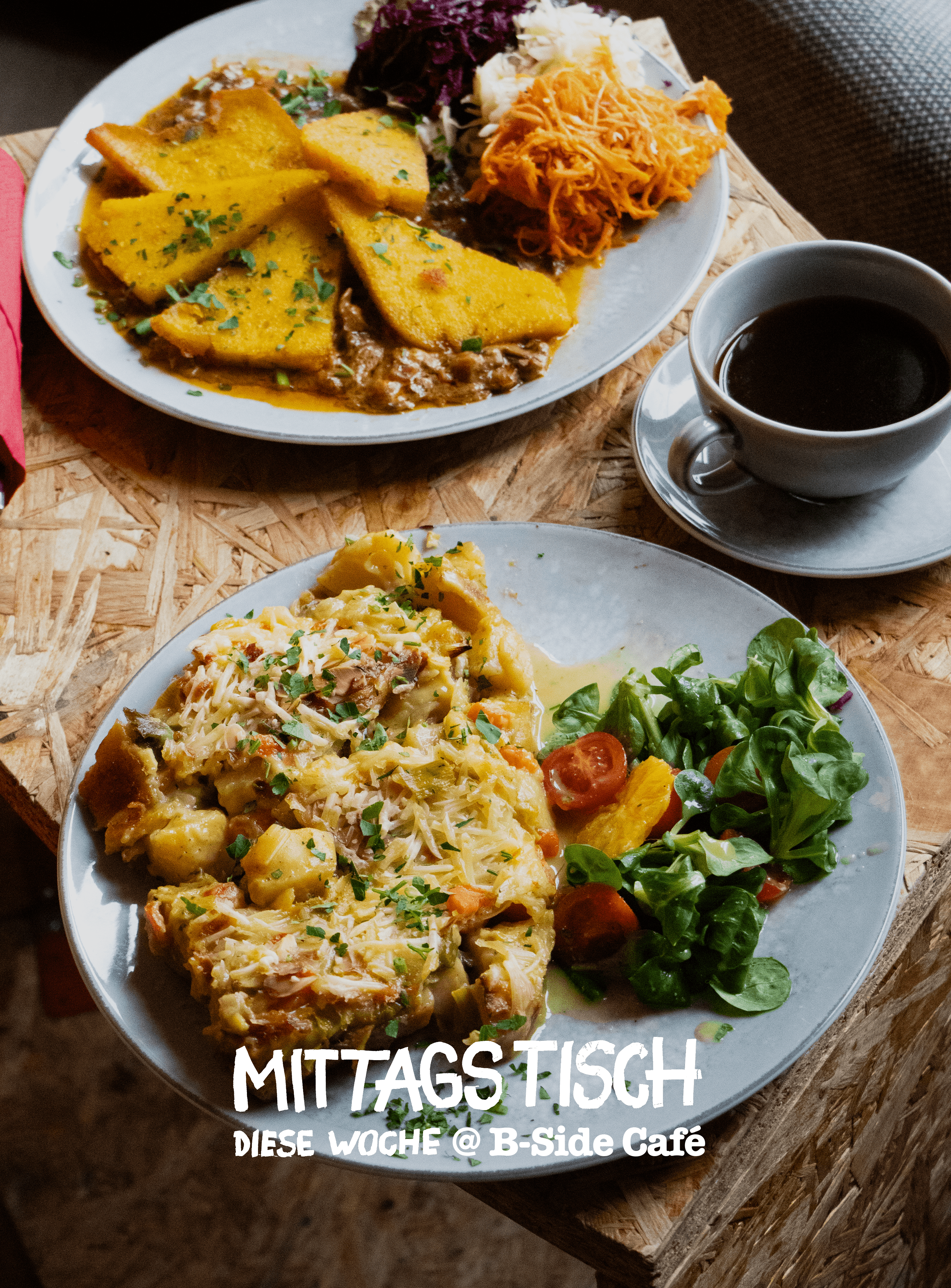 Gartin und Polenta auf dem Tisch im B-Side Café